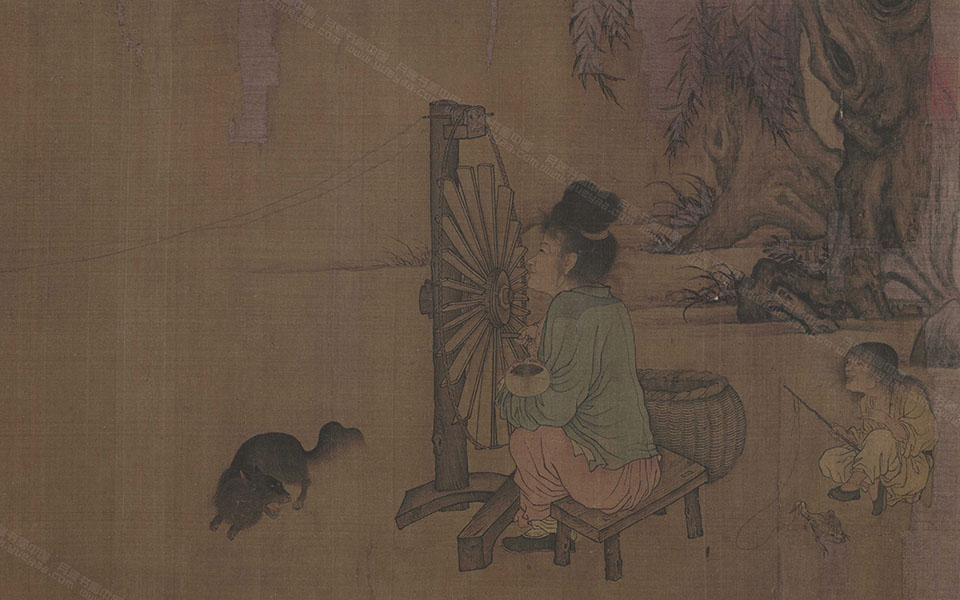 纺车图卷高清_王居正纺车图卷高清_纺车图卷王居正高清_王居正_宋代