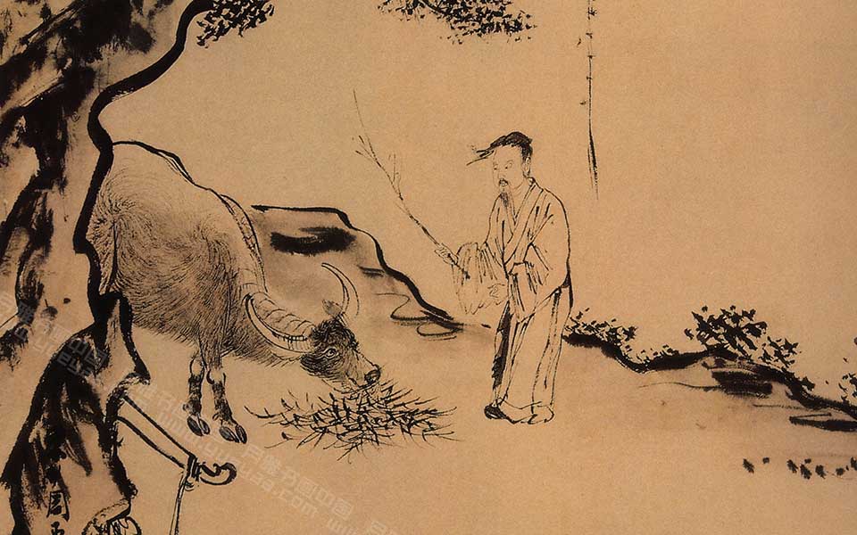 宁戚贩牛图高清_宁戚贩牛图周臣高清_周臣宁戚贩牛图高清_周臣_明代 