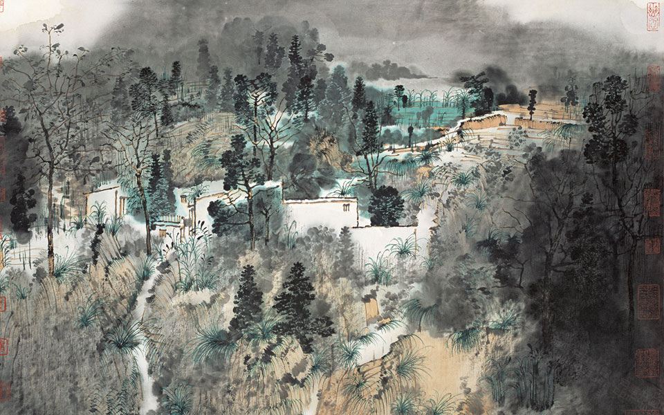 河山锦绣（西柏坡写生）高清_河山锦绣（西柏坡写生）卢禹舜高清_卢禹舜河山锦绣（西柏坡写生）高清