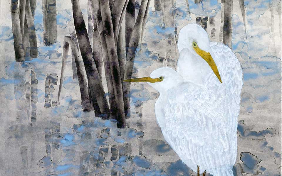 2013哈尔滨师范美术学院毕业展作品 郭赟豪 鹭68cmX179cm高清