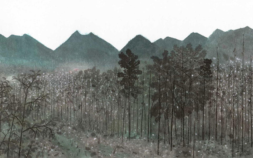 匡山辛夷花开时高清_匡山辛夷花开时杜大恺高清_杜大恺匡山辛夷花开时高清_杜大恺_当代