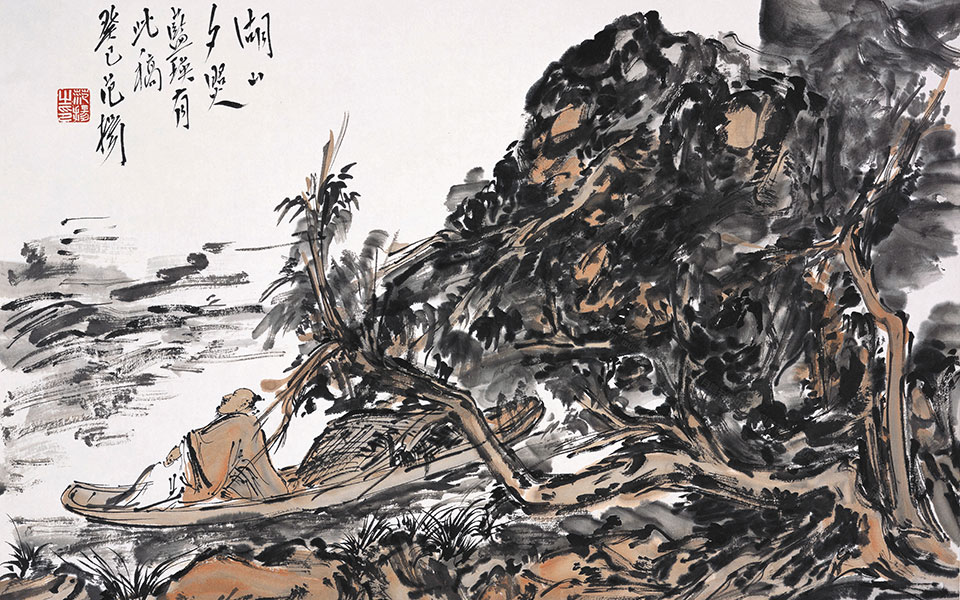 湖山夕照高清_湖山夕照范扬高清_范扬湖山夕照高清_范扬_当代