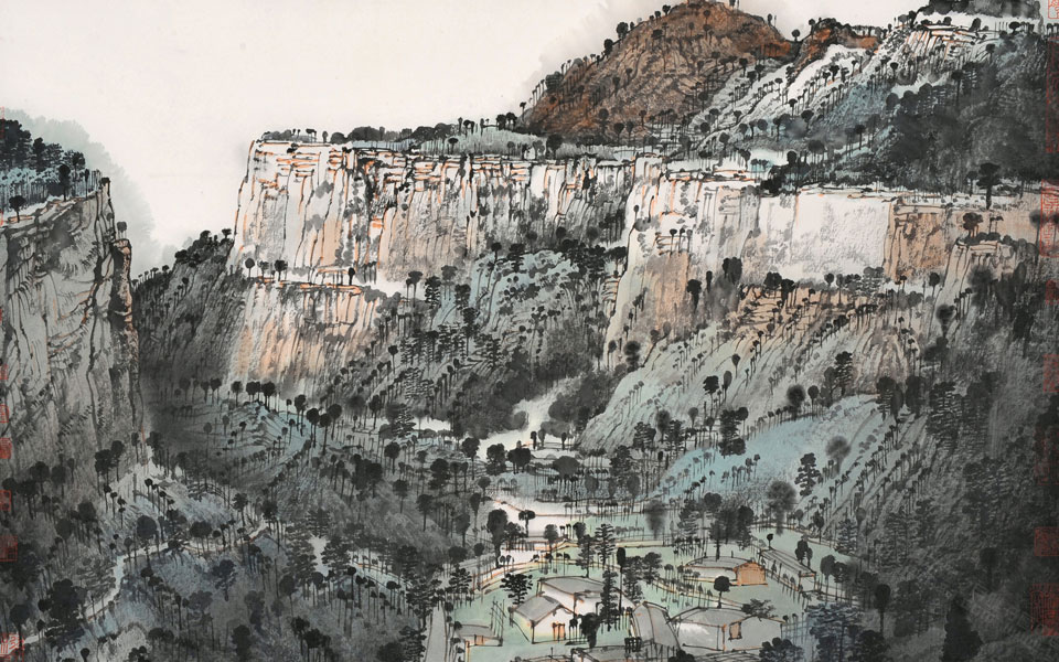 河山锦绣（郭亮村写生）高清_河山锦绣（郭亮村写生）卢禹舜高清_卢禹舜河山锦绣（郭亮村写生）高清
