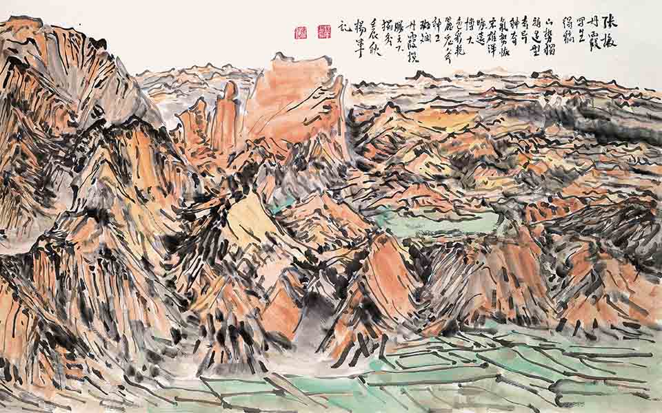 张掖丹霞写生高清_张掖丹霞写生杨军高清_杨军张掖丹霞写生高清_杨军_当代 