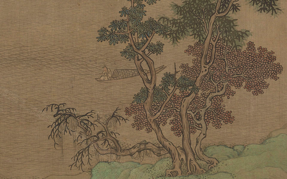 山水图高清_盛懋山水图高清_山水图盛懋高清_盛懋_元代_30.3×24.4 东京国立博物馆.