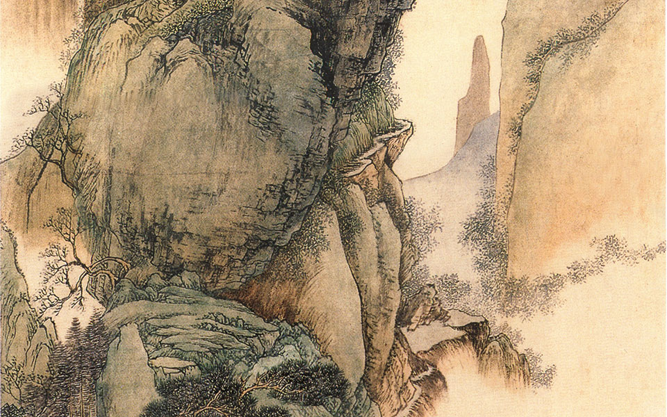 仿赵孟頫春山飞瀑图轴高清_王翚仿赵孟頫春山飞瀑图轴高清_仿赵孟頫春山飞瀑图轴王翚高清_王翚_清代