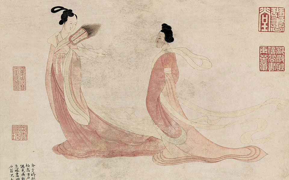 湘君湘夫人图高清_文征明湘君湘夫人图高清_湘君湘夫人图文征明高清_文征明_明代_纸本35.6x100.8