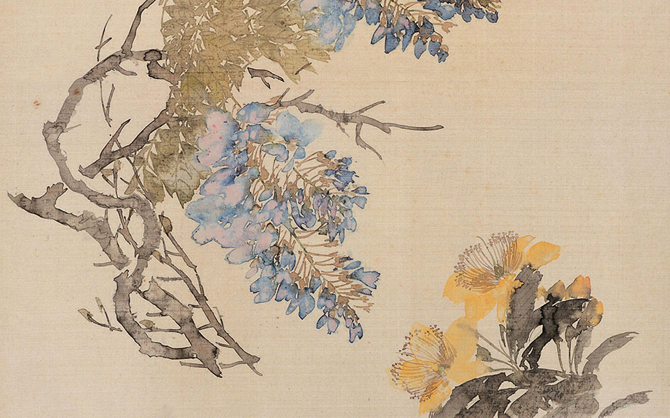紫藤黄花高清_紫藤黄花任伯年高清_任伯年紫藤黄花高清_任伯年_清代