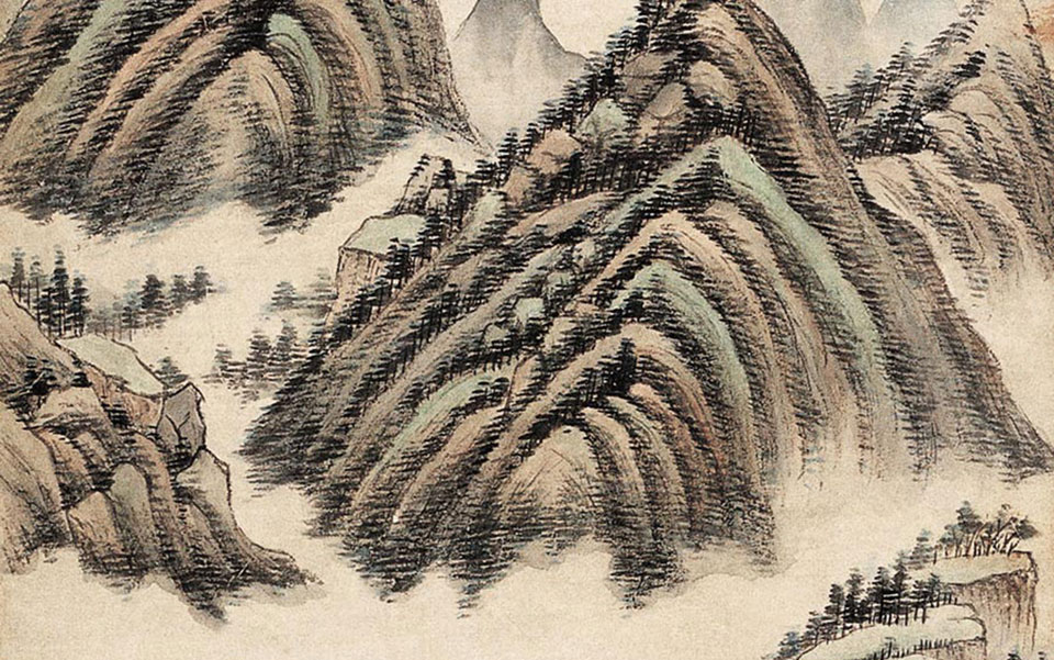 夏山飞瀑图高清_王时敏夏山飞瀑图高清_夏山飞瀑图王时敏高清_王时敏_清代