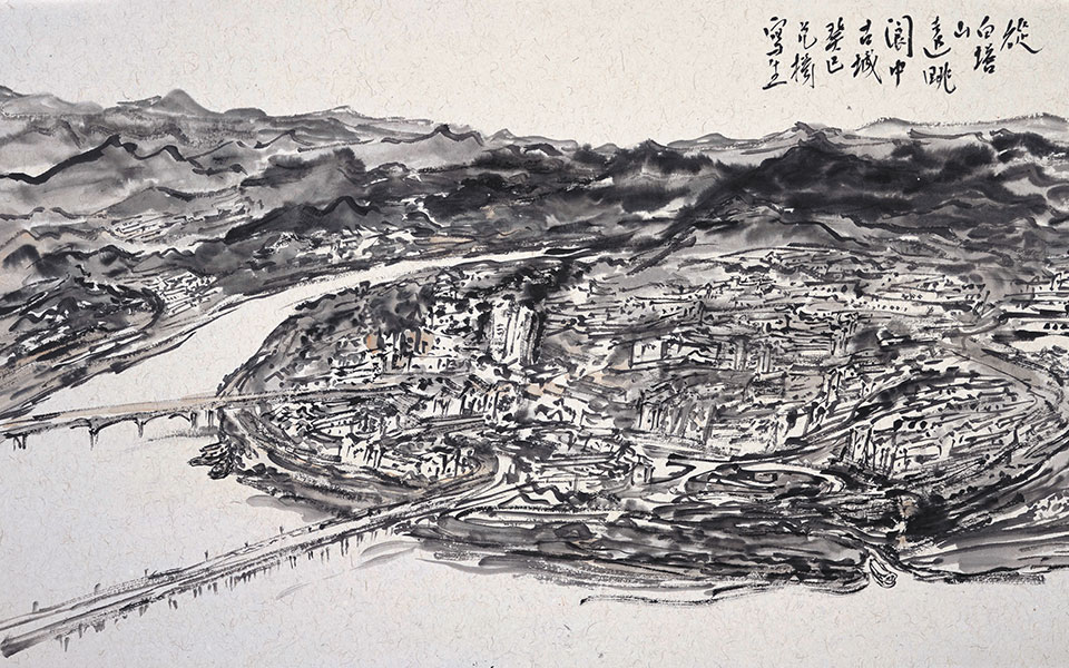 从白塔山远眺阆中古城高清_从白塔山远眺阆中古城范扬高清_范扬从白塔山远眺阆中古城高清_范扬_当代