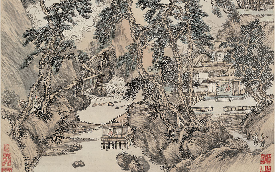 草堂碧泉图高清_王翚草堂碧泉图高清_草堂碧泉图王翚高清_王翚_清代_88X48.7_原作版天博纸