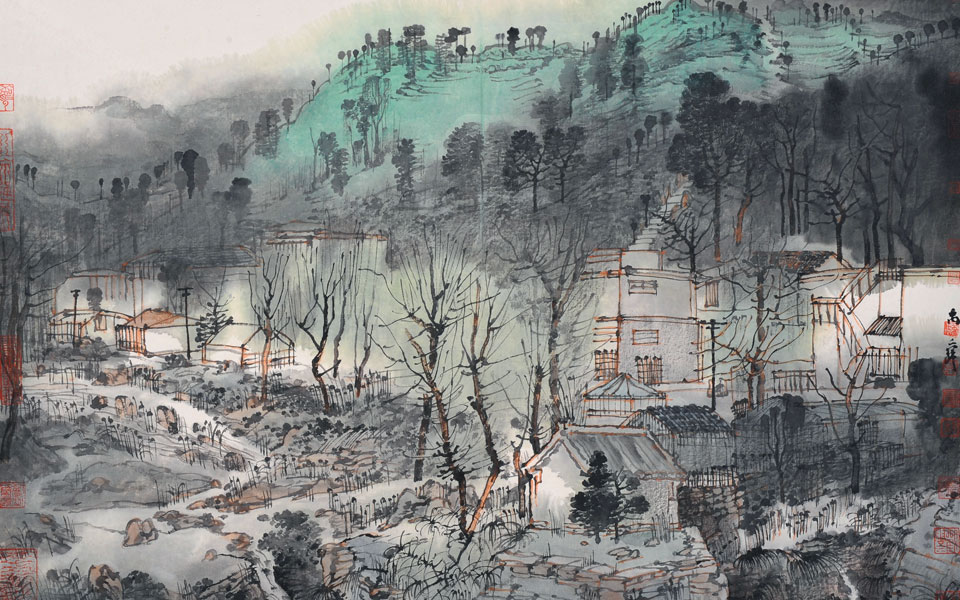 河山锦绣（郭亮村写生）高清_河山锦绣（郭亮村写生）卢禹舜高清_卢禹舜河山锦绣（郭亮村写生）高清