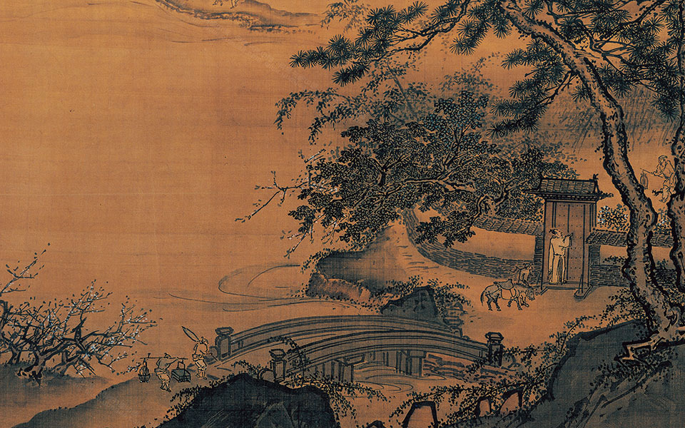 春游晚归图高清_佚名春游晚归图高清_春游晚归图佚名高清_佚名_宋代_绢本53X102