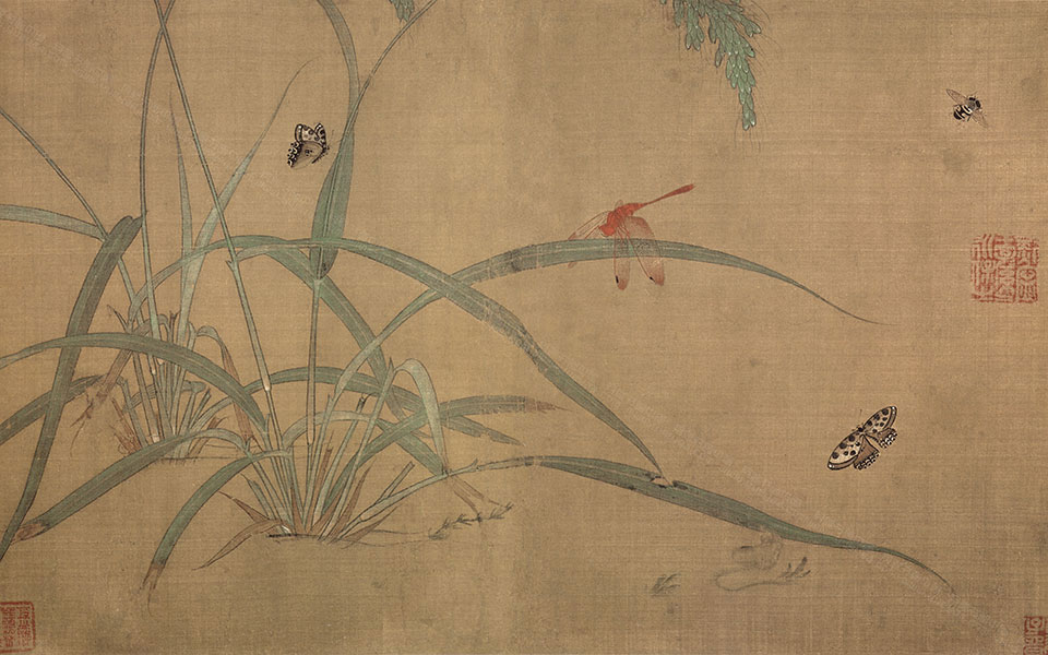 嘉禾草虫图高清_吴炳嘉禾草虫图高清_嘉禾草虫图吴炳高清_吴炳_宋代29x49