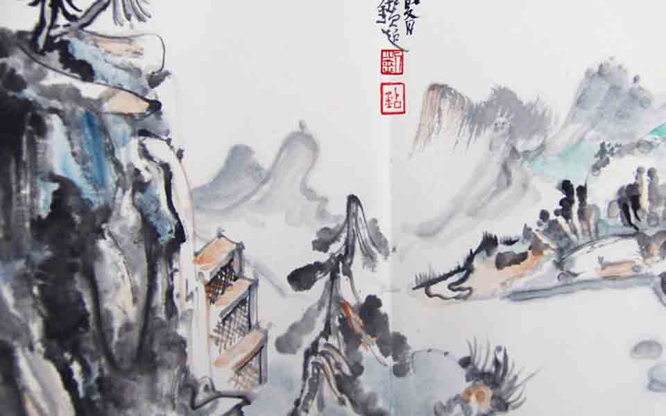 五谷山居记事册页读秋高清_五谷山居记事册页读秋刘钻高清_刘钻五谷山居记事册页读秋高清_刘钻_当代