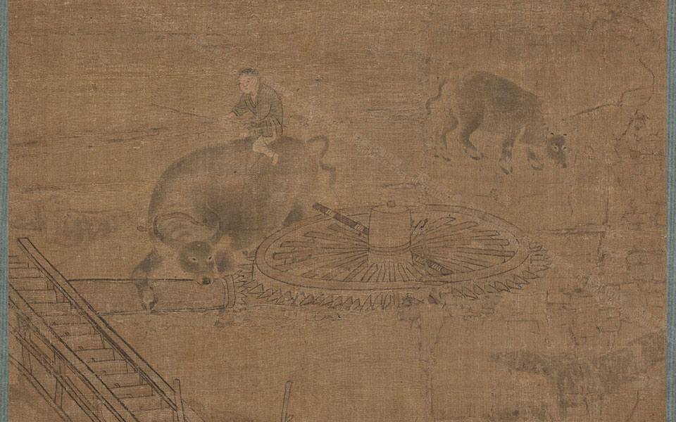 龙骨车图高清_李嵩龙骨车图高清_龙骨车图李嵩高清_李嵩_宋代_25.6×26
