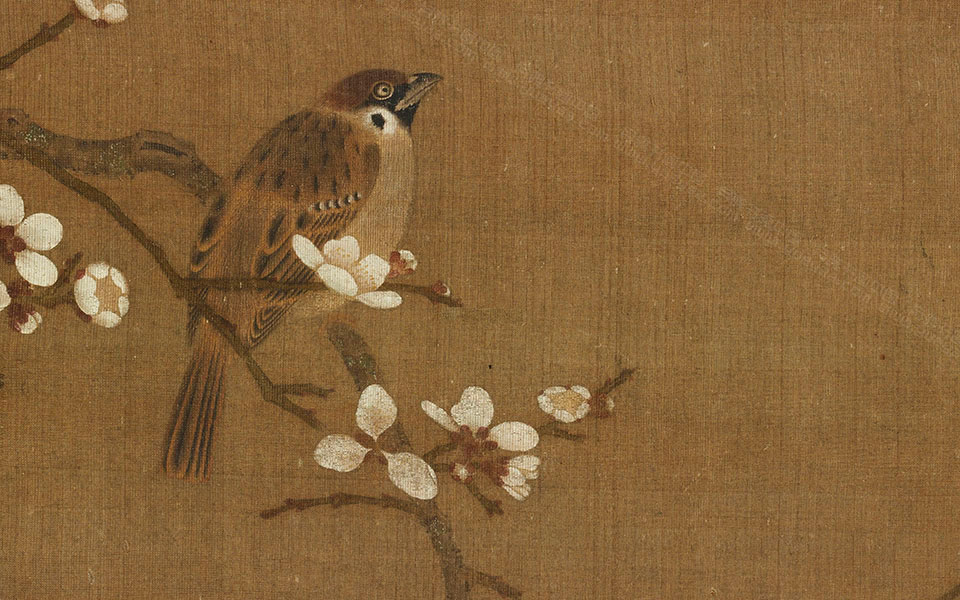 梅雀图高清_赵佶梅雀图高清_梅雀图赵佶高清_宋徽宗_宋代_23.0×24