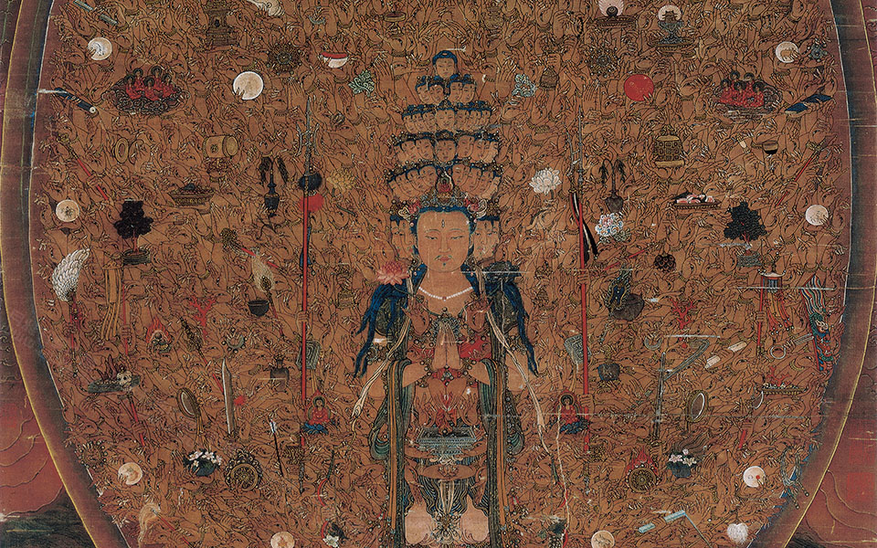 画千手千眼观世音菩萨高清_佚名画千手千眼观世音菩萨高清_画千手千眼观世音菩萨佚名高清_佚名_宋代_绢本40X89