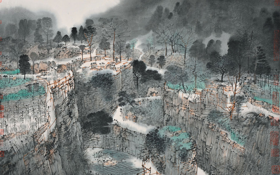 河山锦绣（郭亮村写生）高清_河山锦绣（郭亮村写生）卢禹舜高清_卢禹舜河山锦绣（郭亮村写生）高清