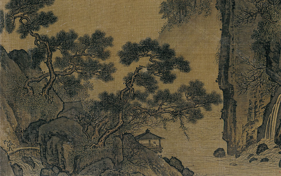 观瀑图高清_佚名观瀑图高清_观瀑图佚名高清_佚名_宋代_扇面_绢本27.7x28厘米