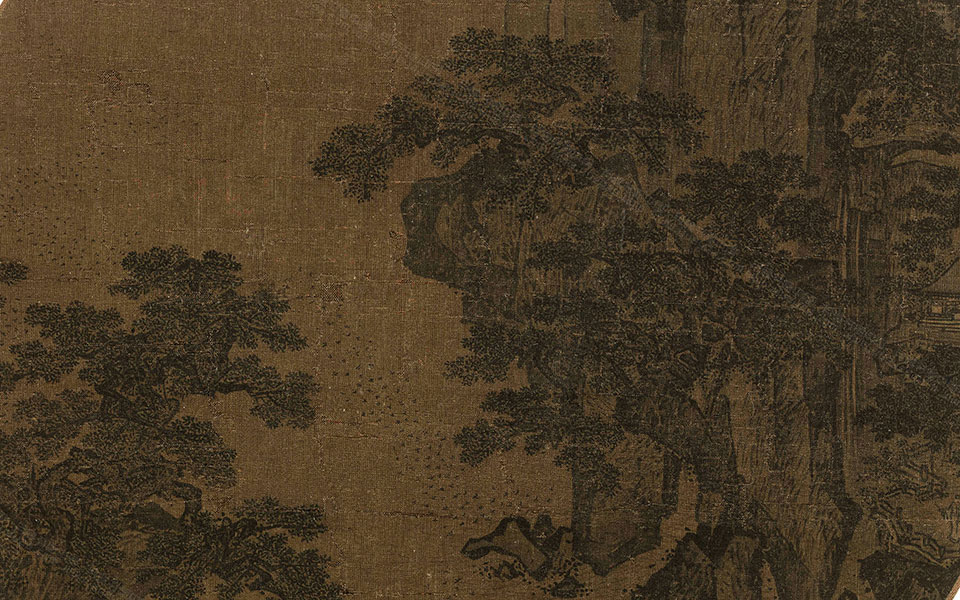 西岩暮色图高清_关仝西岩暮色图高清_西岩暮色图关仝高清_关仝_五代十国_26cmX27.6